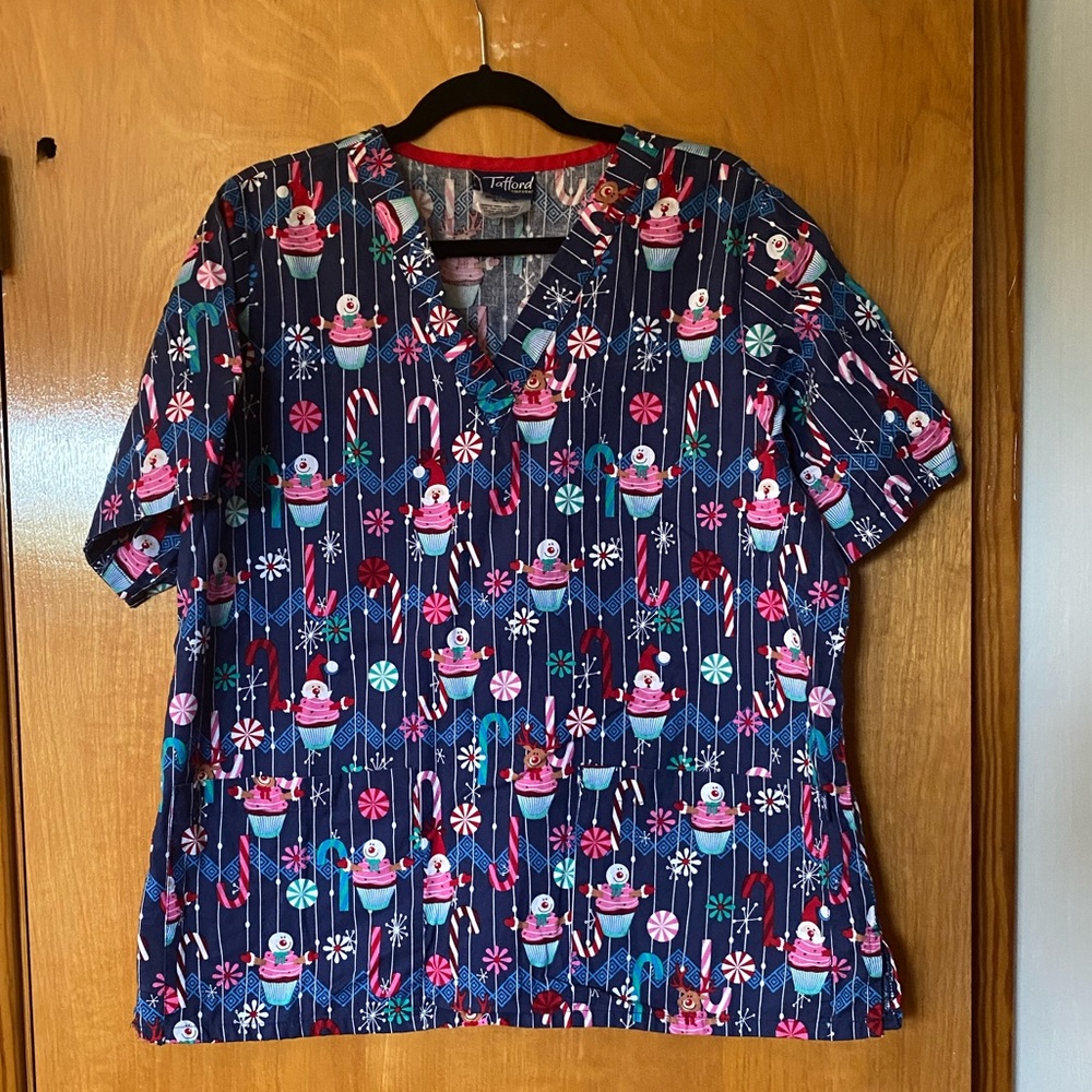 Christmas scrub top